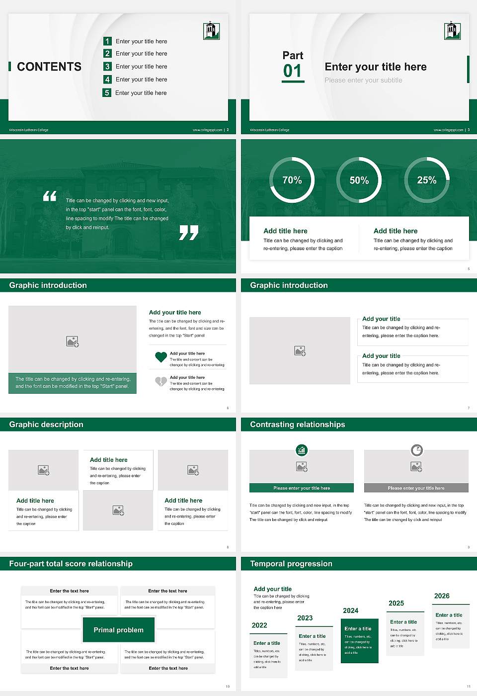 Wisconsin Lutheran College Thesis Proposal/Graduation Defense PPT Template16:9 ratio PPT effect preview image2