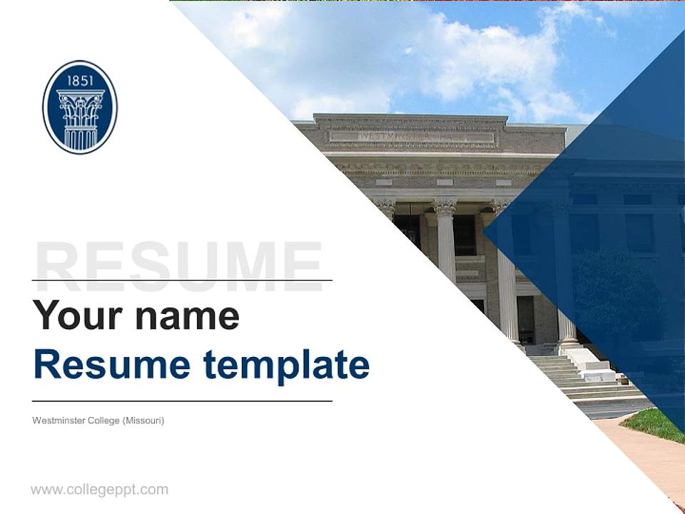 Westminster College (Missouri) Resume PPT Template4:3 ratio PPT effect preview image5