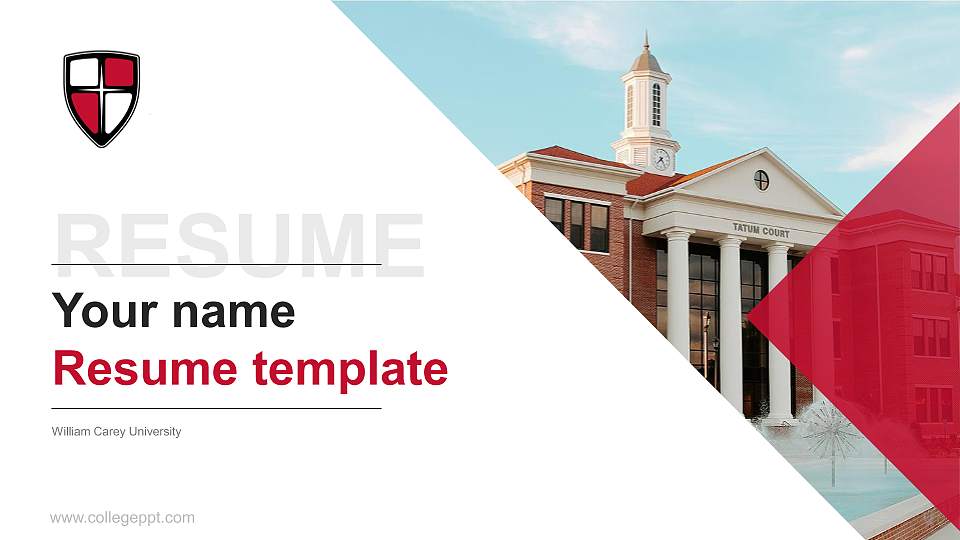 William Carey University Resume PPT Template16:9 ratio PPT effect preview image