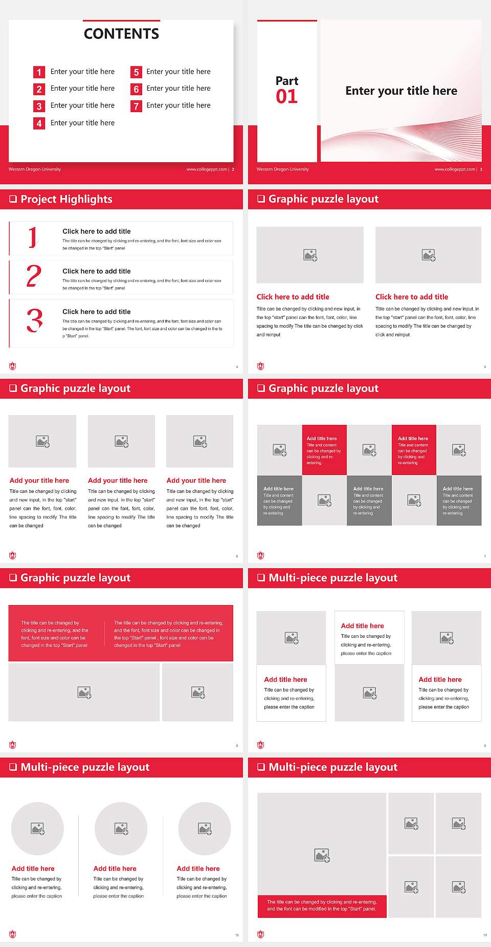 Western Oregon University General Purpose PPT Template4:3 ratio PPT effect preview image2