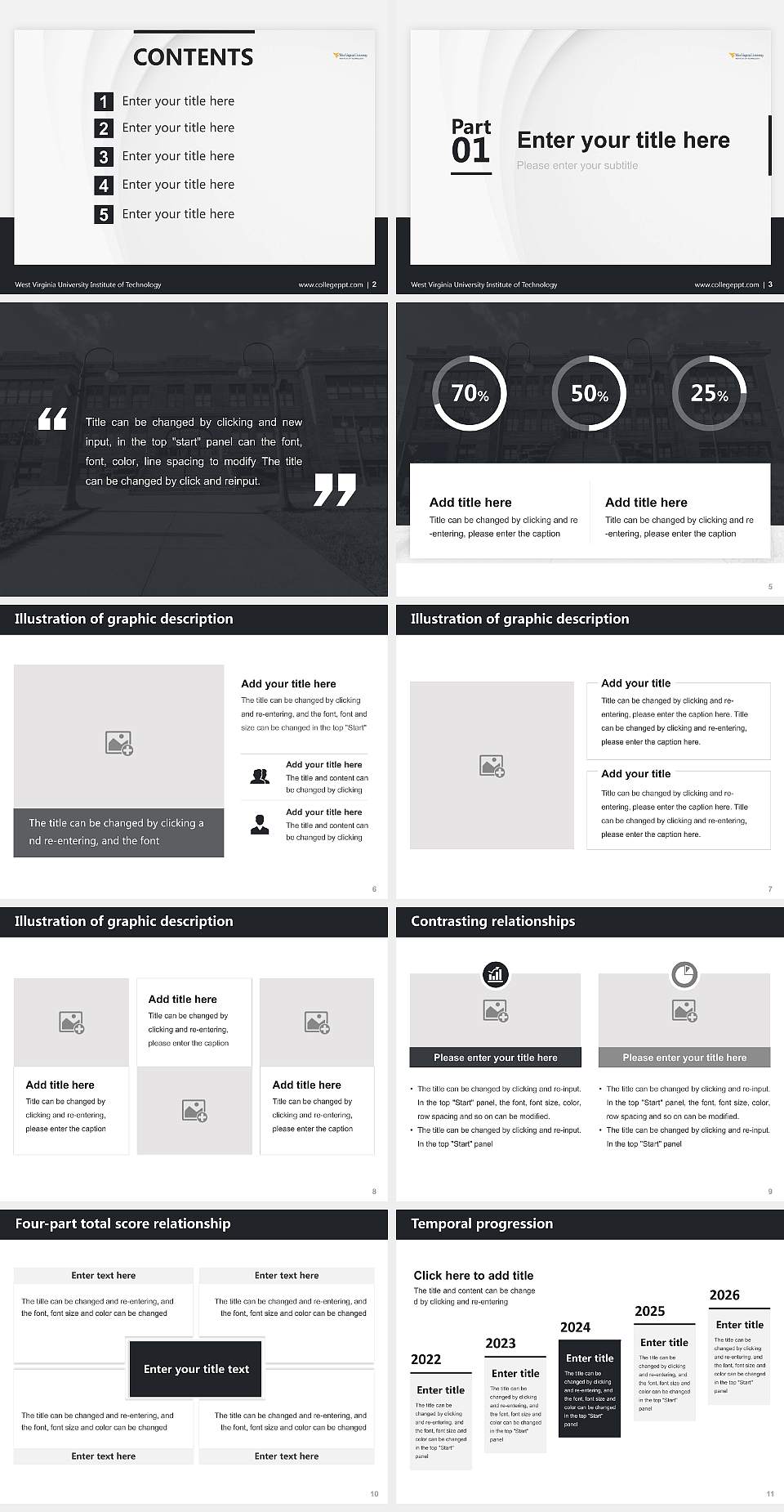 West Virginia University Institute of Technology Thesis Proposal/Graduation Defense PPT Template4:3 ratio PPT effect preview image2
