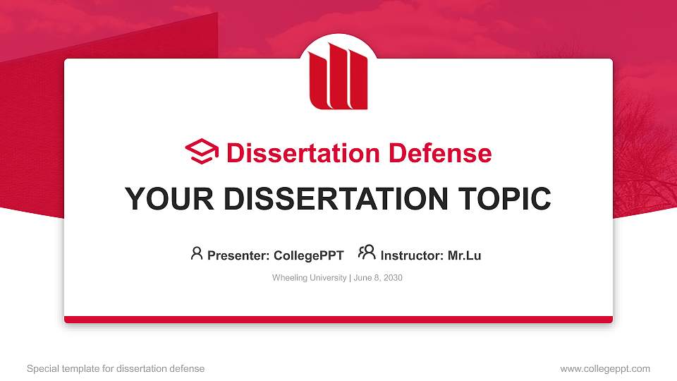 Wheeling University Graduation Thesis Defense PPT Template16:9 ratio PPT effect preview image