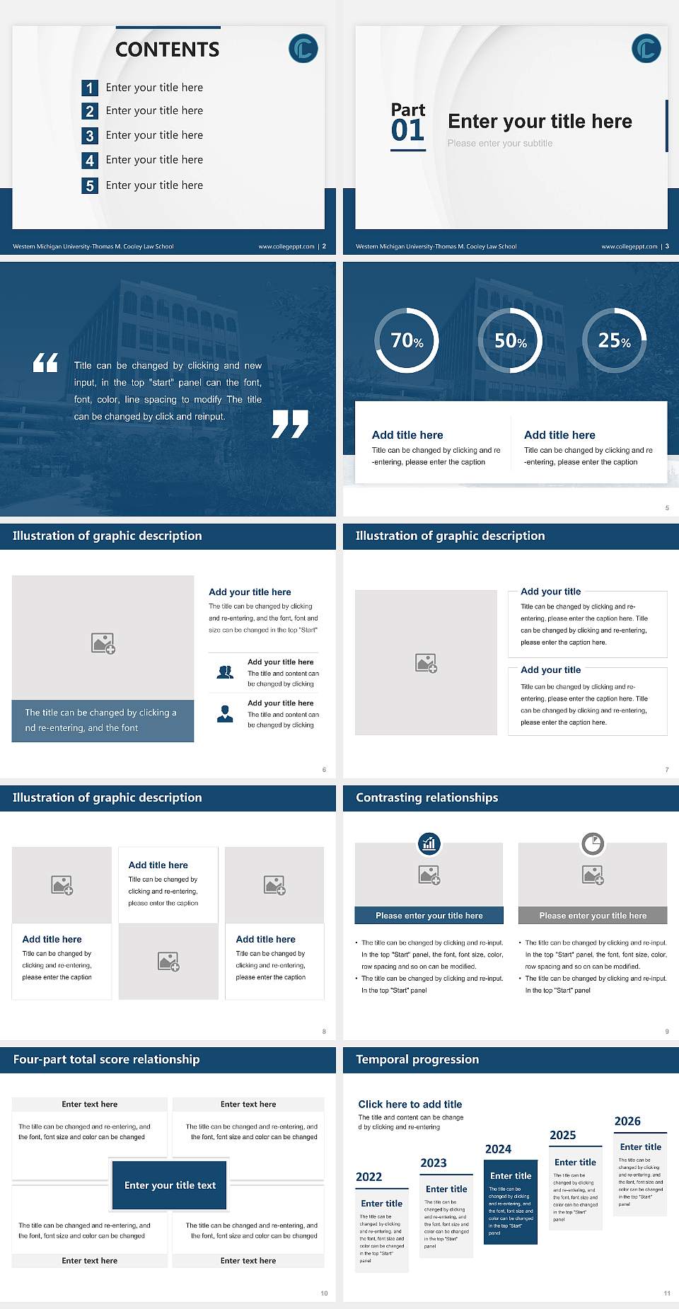 Western Michigan University-Thomas M. Cooley Law School Thesis Proposal/Graduation Defense PPT Template4:3 ratio PPT effect preview image2