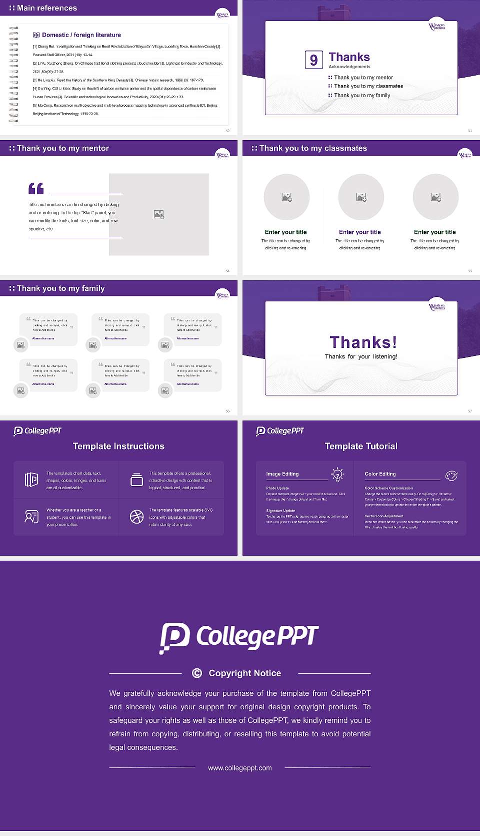 Western Carolina University Graduation Thesis Defense PPT Template16:9 ratio PPT effect preview image7