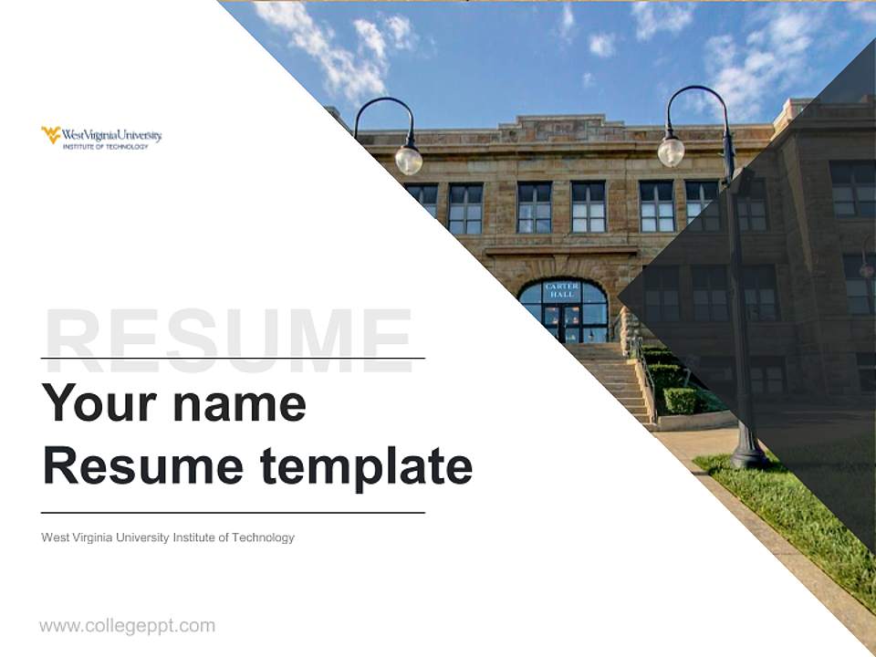 West Virginia University Institute of Technology Resume PPT Template4:3 ratio PPT effect preview image5