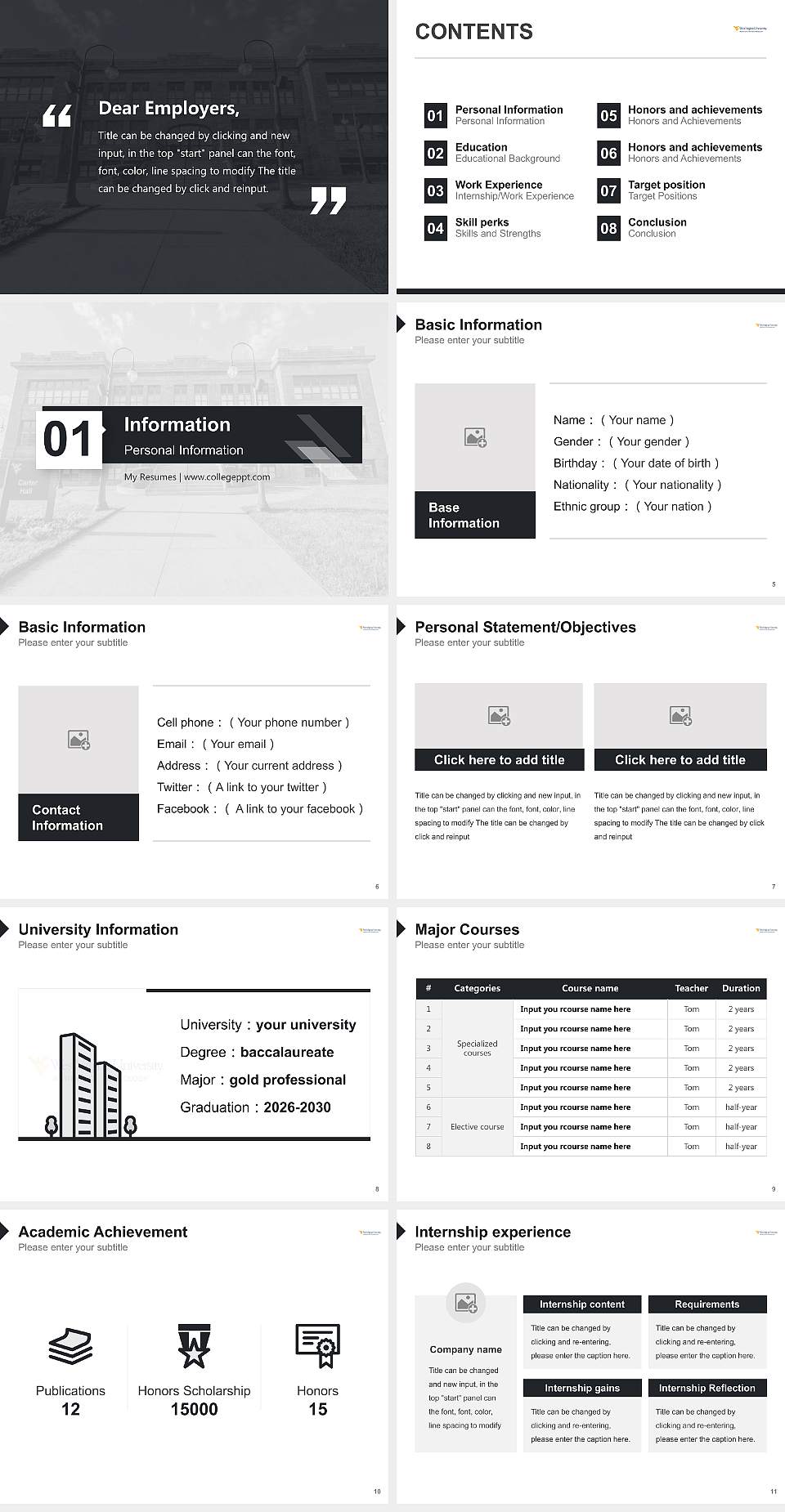 West Virginia University Institute of Technology Resume PPT Template4:3 ratio PPT effect preview image2