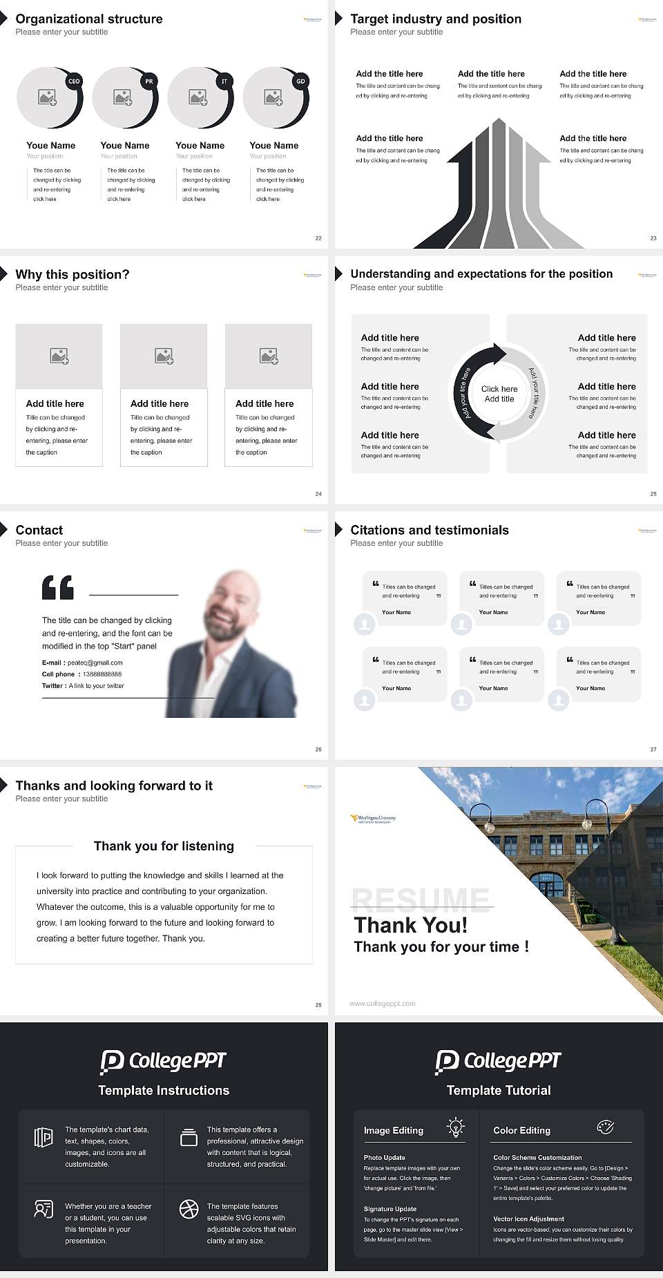 West Virginia University Institute of Technology Resume PPT Template4:3 ratio PPT effect preview image4