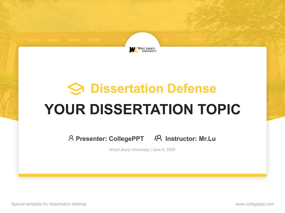 West Liberty University Graduation Thesis Defense PPT Template4:3 ratio PPT effect preview image7