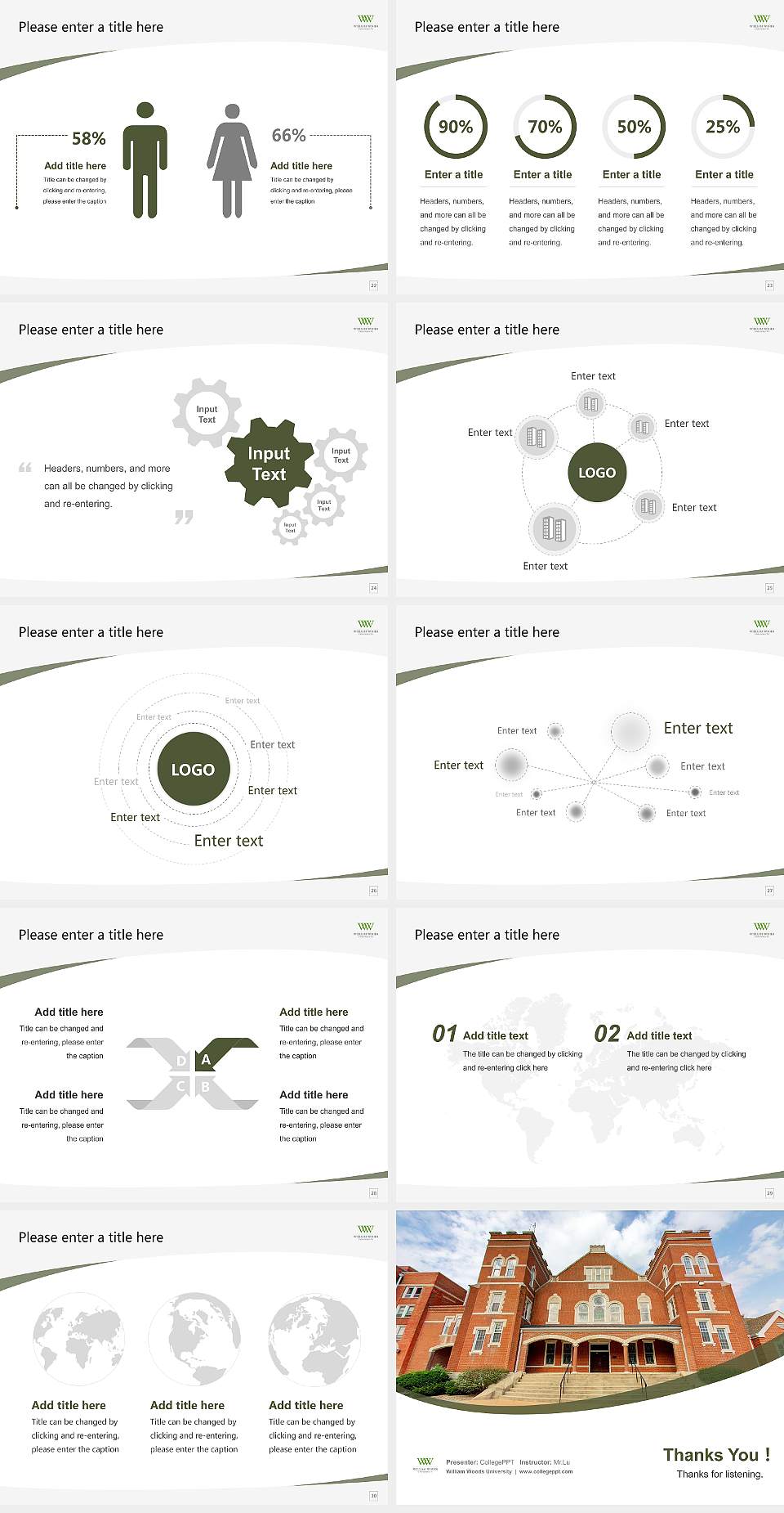 William Woods University Course/Courseware Creation PPT Template4:3 ratio PPT effect preview image4