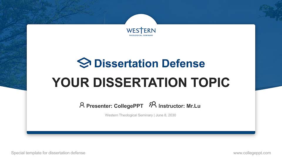 Western Theological Seminary Graduation Thesis Defense PPT Template16:9 ratio PPT effect preview image