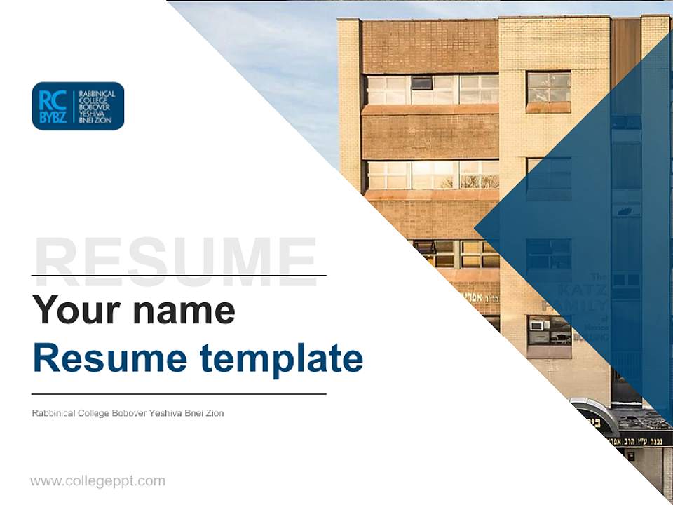 Rabbinical College Bobover Yeshiva Bnei Zion Resume PPT Template4:3 ratio PPT effect preview image5