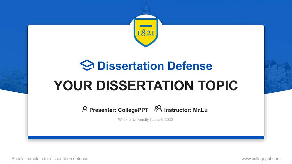 Widener University Graduation Thesis Defense PPT Template16:9 ratio PPT effect preview image