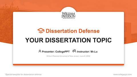 William Paterson University of New Jersey Graduation Thesis Defense PPT Template