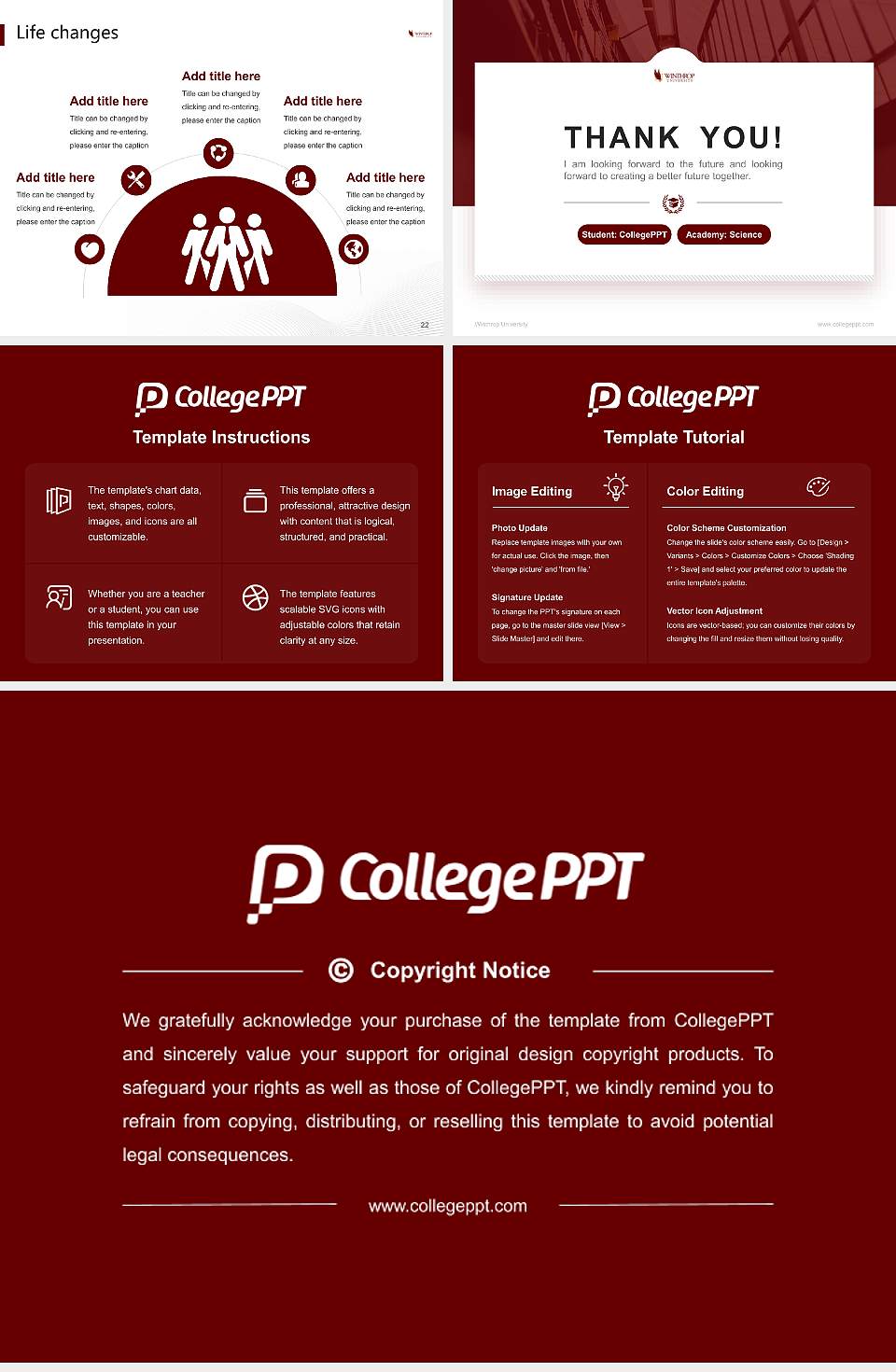 Winthrop University National Scholarship Defense PPT Template4:3 ratio PPT effect preview image4