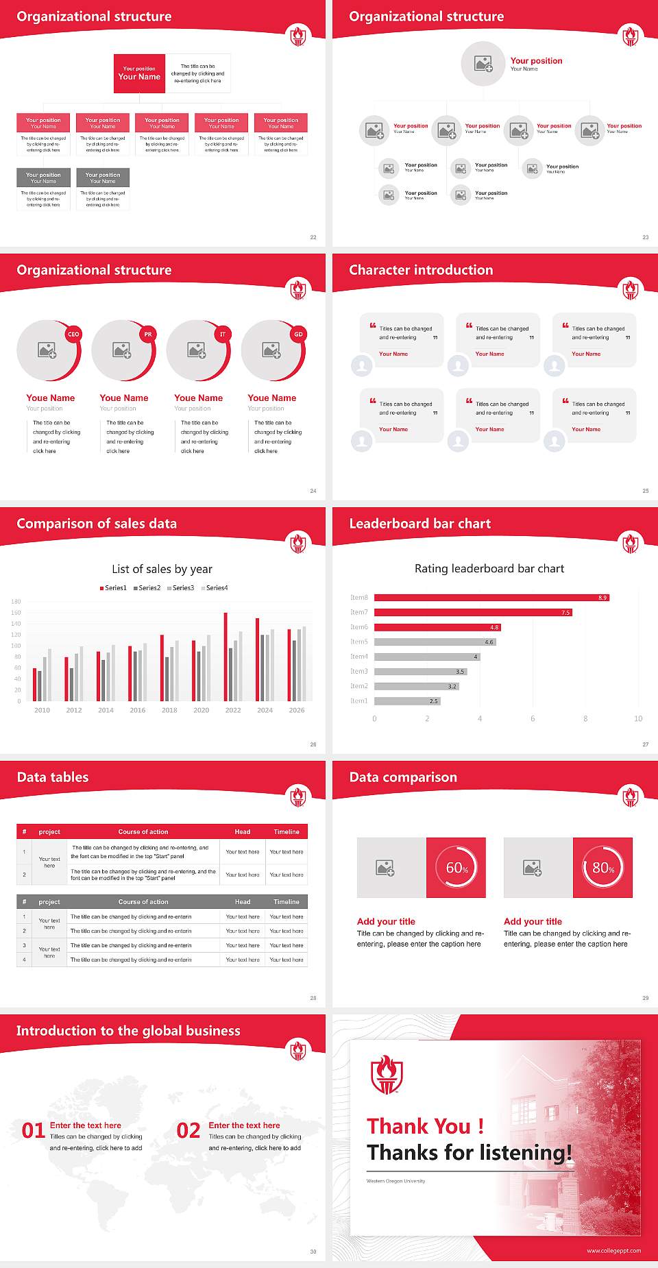 Western Oregon University Academic Presentation/Research Findings Report PPT Template4:3 ratio PPT effect preview image4