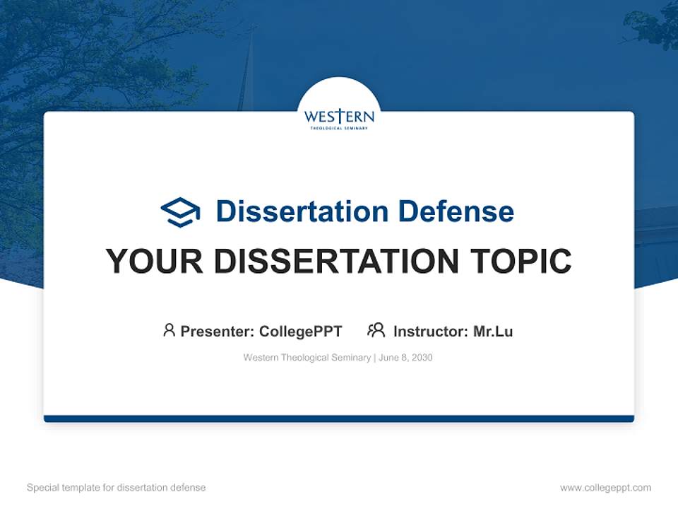 Western Theological Seminary Graduation Thesis Defense PPT Template4:3 ratio PPT effect preview image7