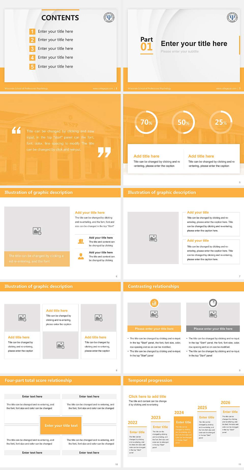 Wisconsin School of Professional Psychology Thesis Proposal/Graduation Defense PPT Template4:3 ratio PPT effect preview image2