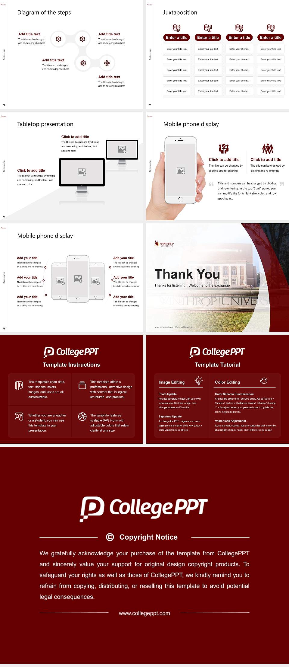 Winthrop University Competition/Entrepreneurship Contest PPT Template4:3 ratio PPT effect preview image9