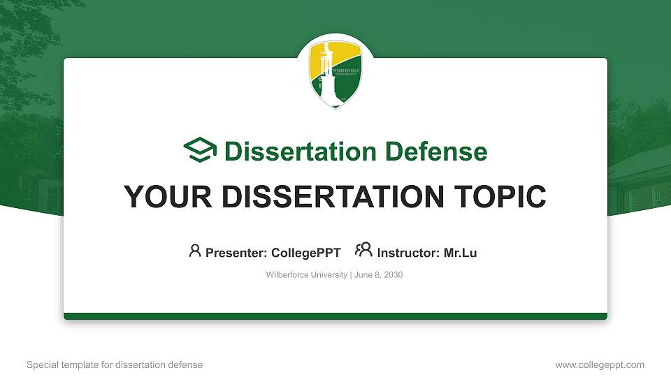 Wilberforce University Graduation Thesis Defense PPT Template16:9 ratio PPT effect preview image