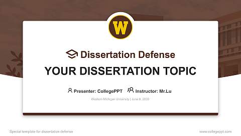 Western Michigan University Graduation Thesis Defense PPT Template