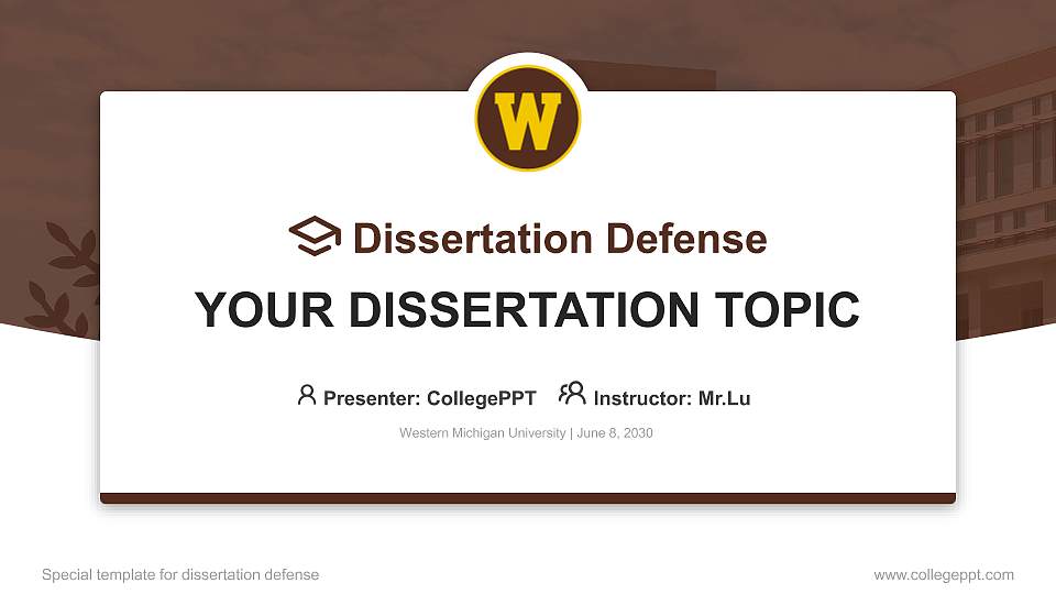 Western Michigan University Graduation Thesis Defense PPT Template16:9 ratio PPT effect preview image