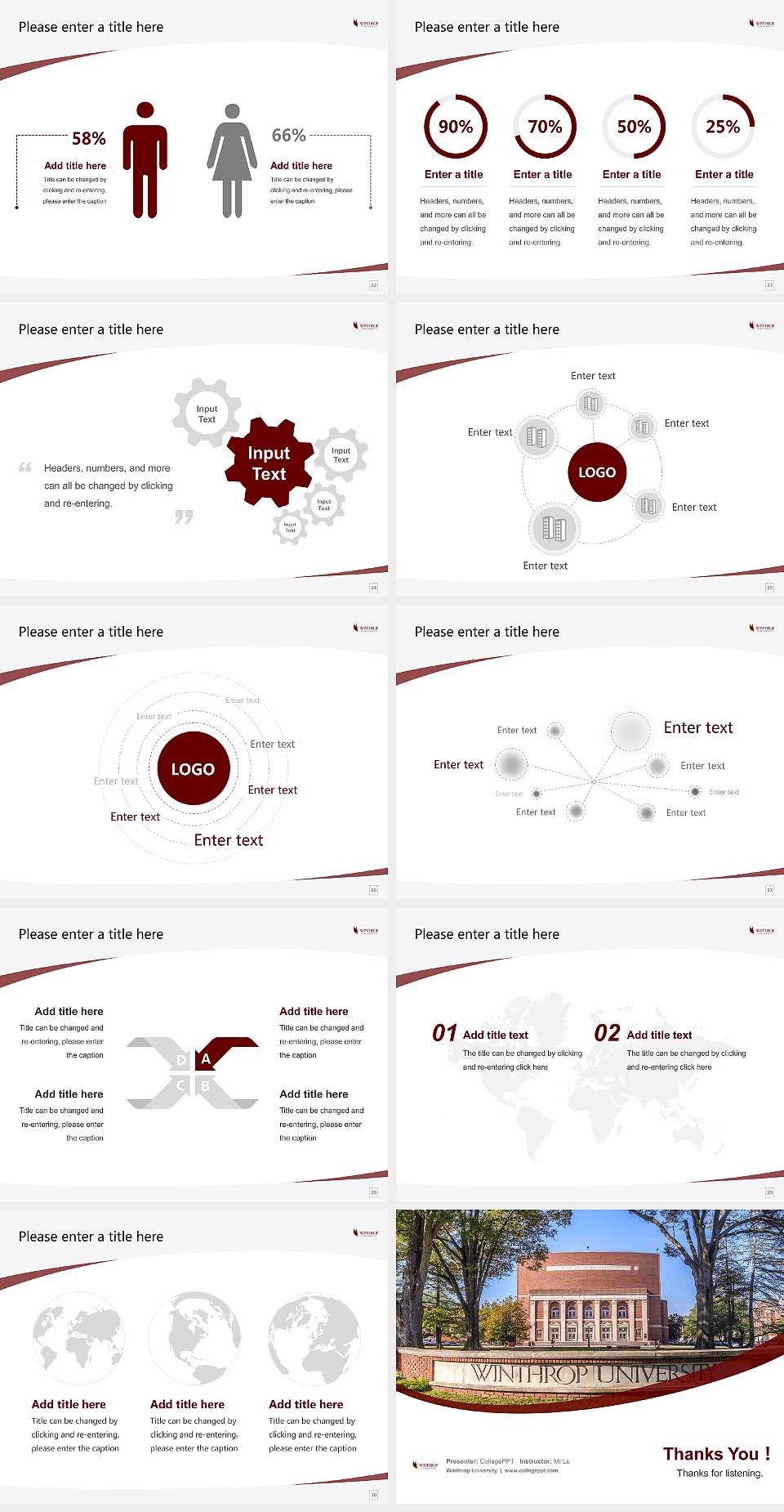 Winthrop University Course/Courseware Creation PPT Template4:3 ratio PPT effect preview image4