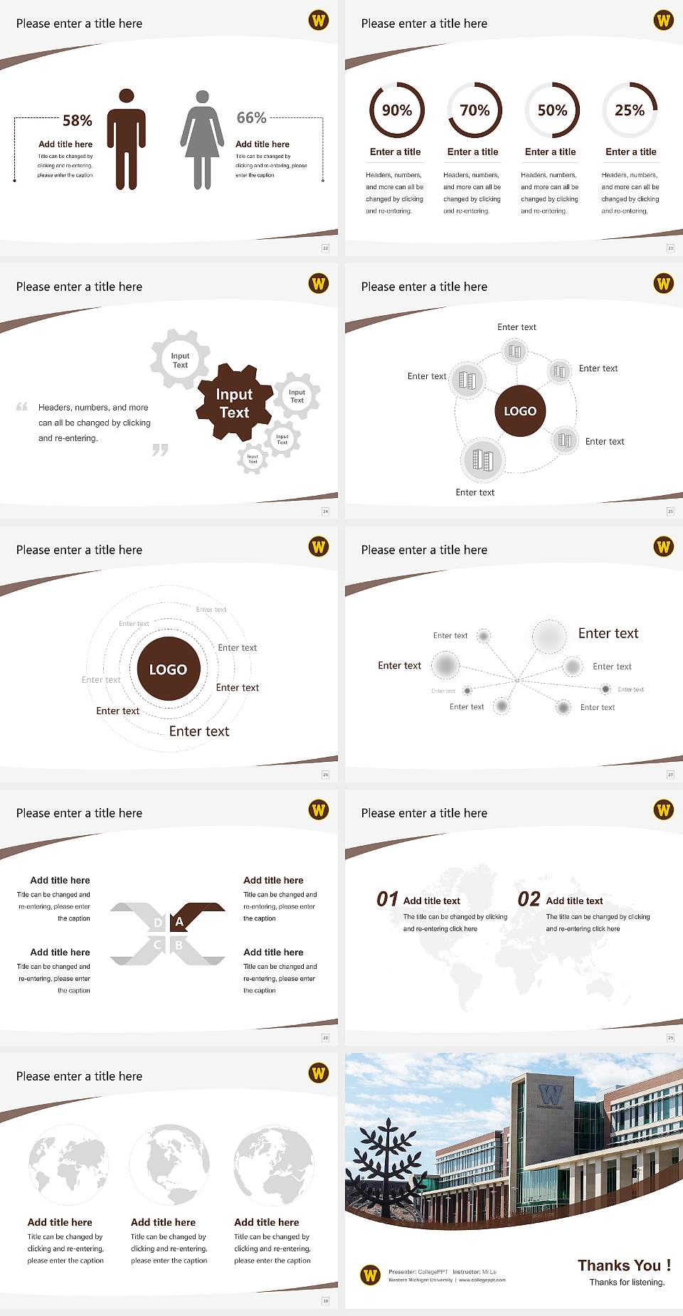 Western Michigan University Course/Courseware Creation PPT Template4:3 ratio PPT effect preview image4