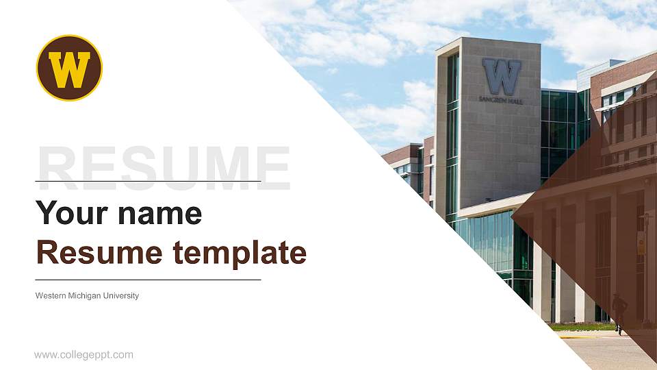 Western Michigan University Resume PPT Template16:9 ratio PPT effect preview image