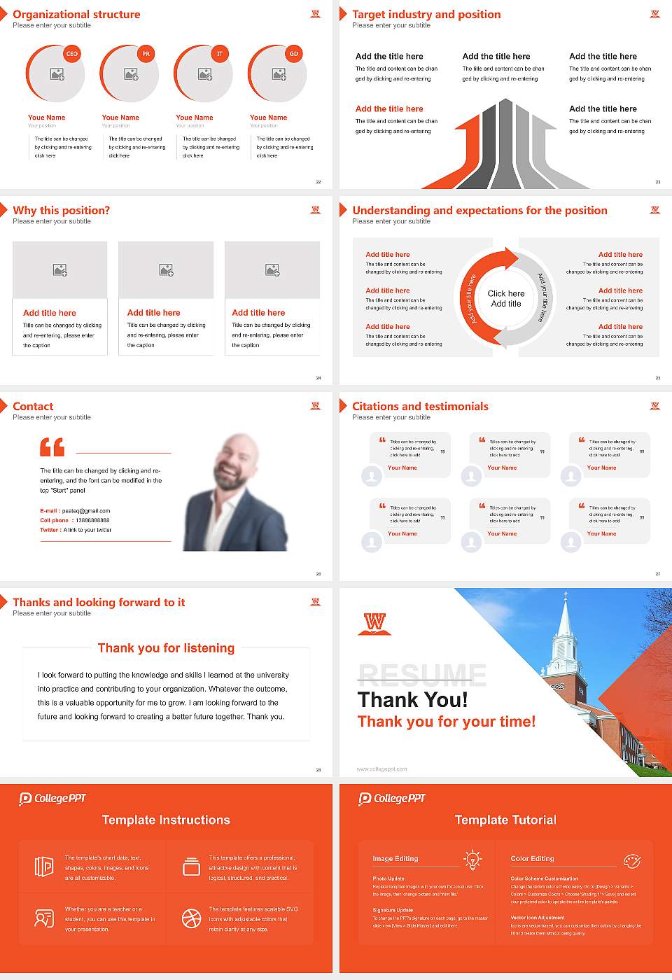 West Virginia Wesleyan College Resume PPT Template16:9 ratio PPT effect preview image4