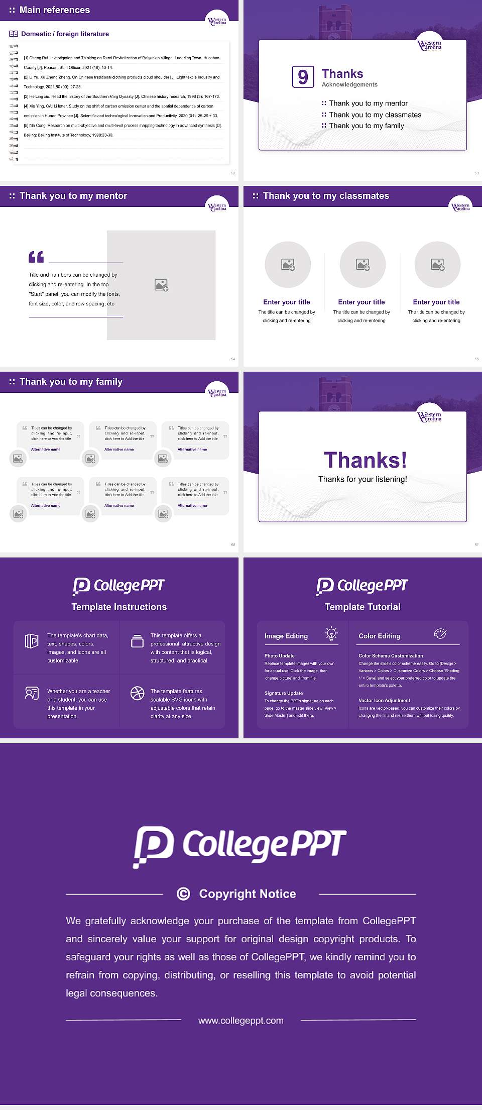 Western Carolina University Graduation Thesis Defense PPT Template4:3 ratio PPT effect preview image7