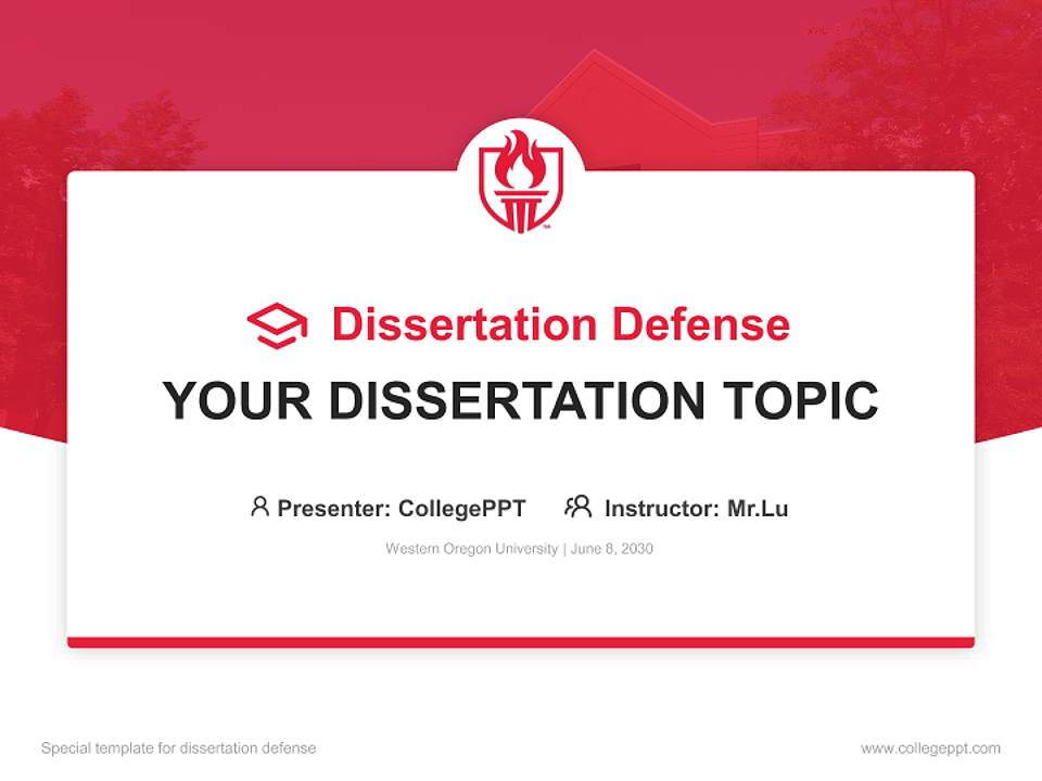 Western Oregon University Graduation Thesis Defense PPT Template4:3 ratio PPT effect preview image7