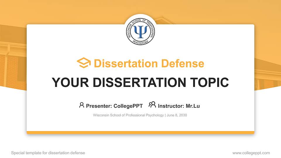 Wisconsin School of Professional Psychology Graduation Thesis Defense PPT Template16:9 ratio PPT effect preview image