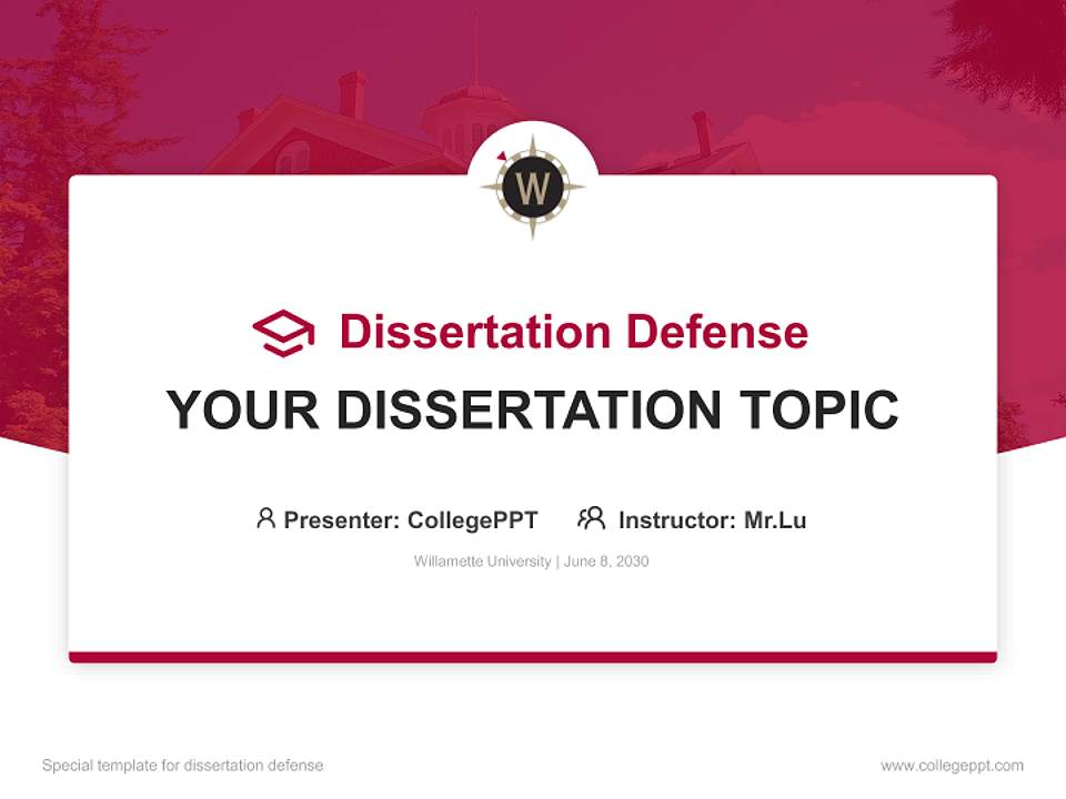 Willamette University Graduation Thesis Defense PPT Template4:3 ratio PPT effect preview image7