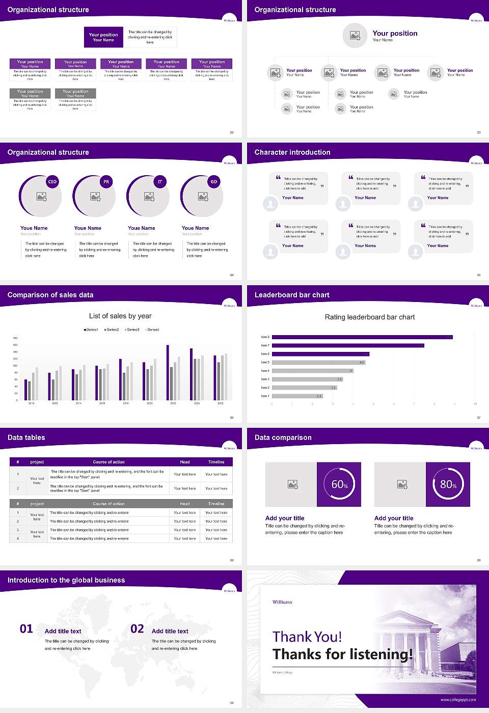Williams College Academic Presentation/Research Findings Report PPT Template16:9 ratio PPT effect preview image4