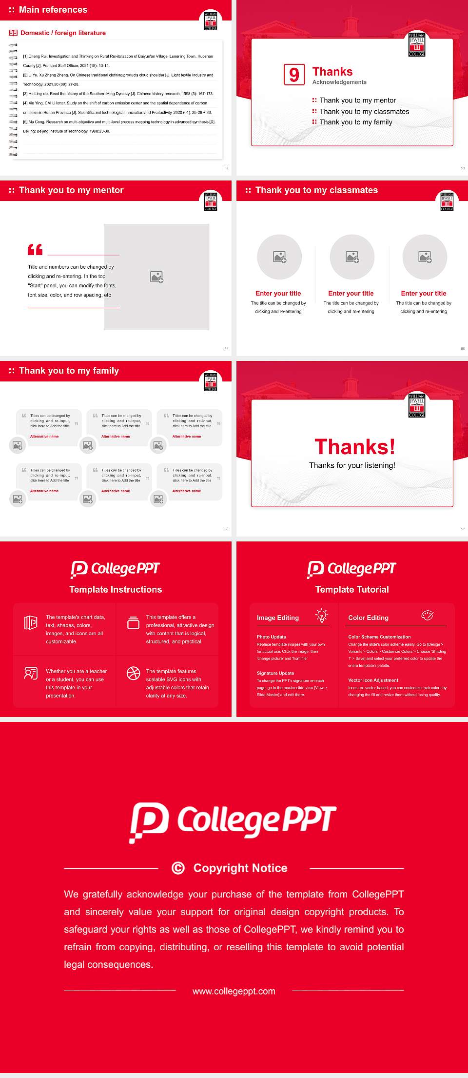 William Jewell College Graduation Thesis Defense PPT Template4:3 ratio PPT effect preview image7