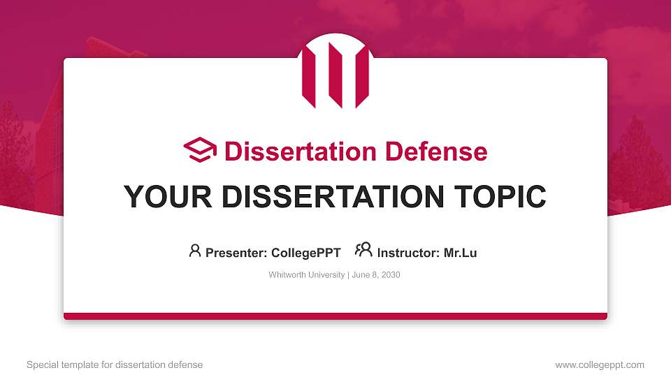 Whitworth University Graduation Thesis Defense PPT Template16:9 ratio PPT effect preview image1