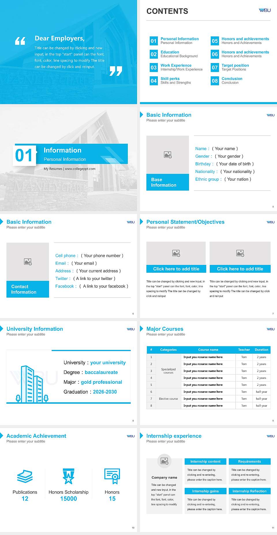 Williams Baptist University Resume PPT Template4:3 ratio PPT effect preview image2