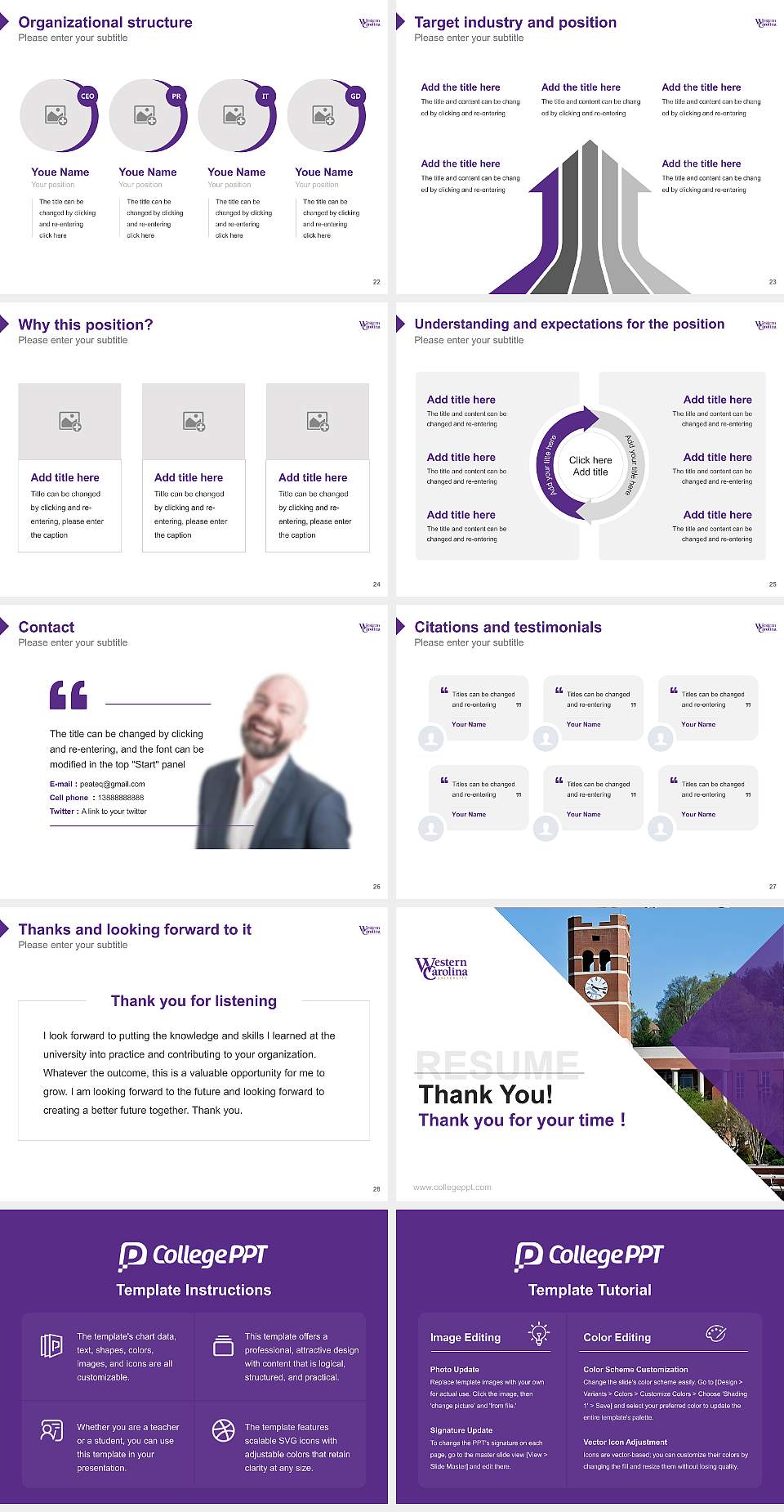Western Carolina University Resume PPT Template4:3 ratio PPT effect preview image4