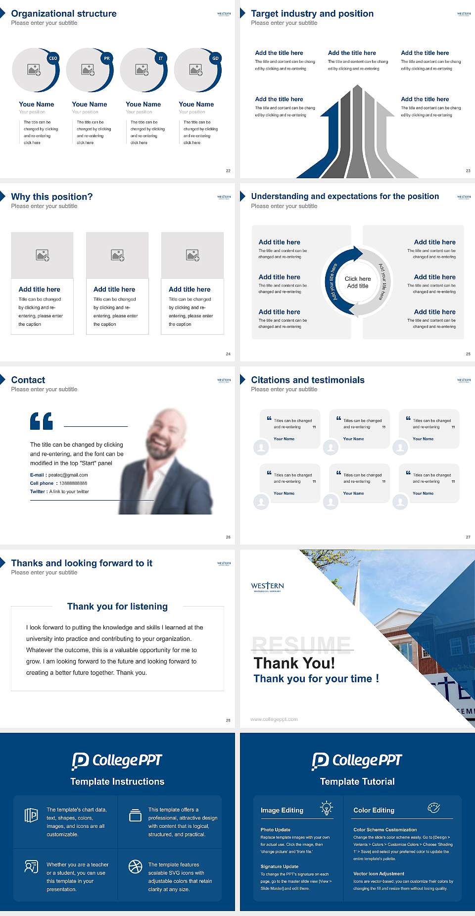 Western Theological Seminary Resume PPT Template4:3 ratio PPT effect preview image4