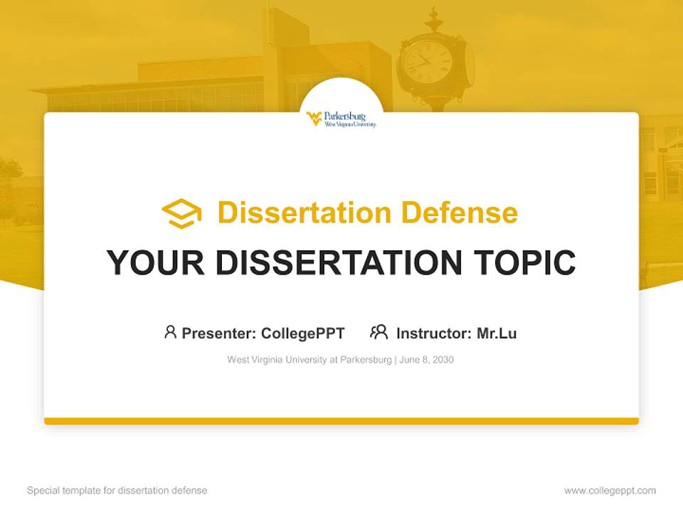 West Virginia University at Parkersburg Graduation Thesis Defense PPT Template4:3 ratio PPT effect preview image7