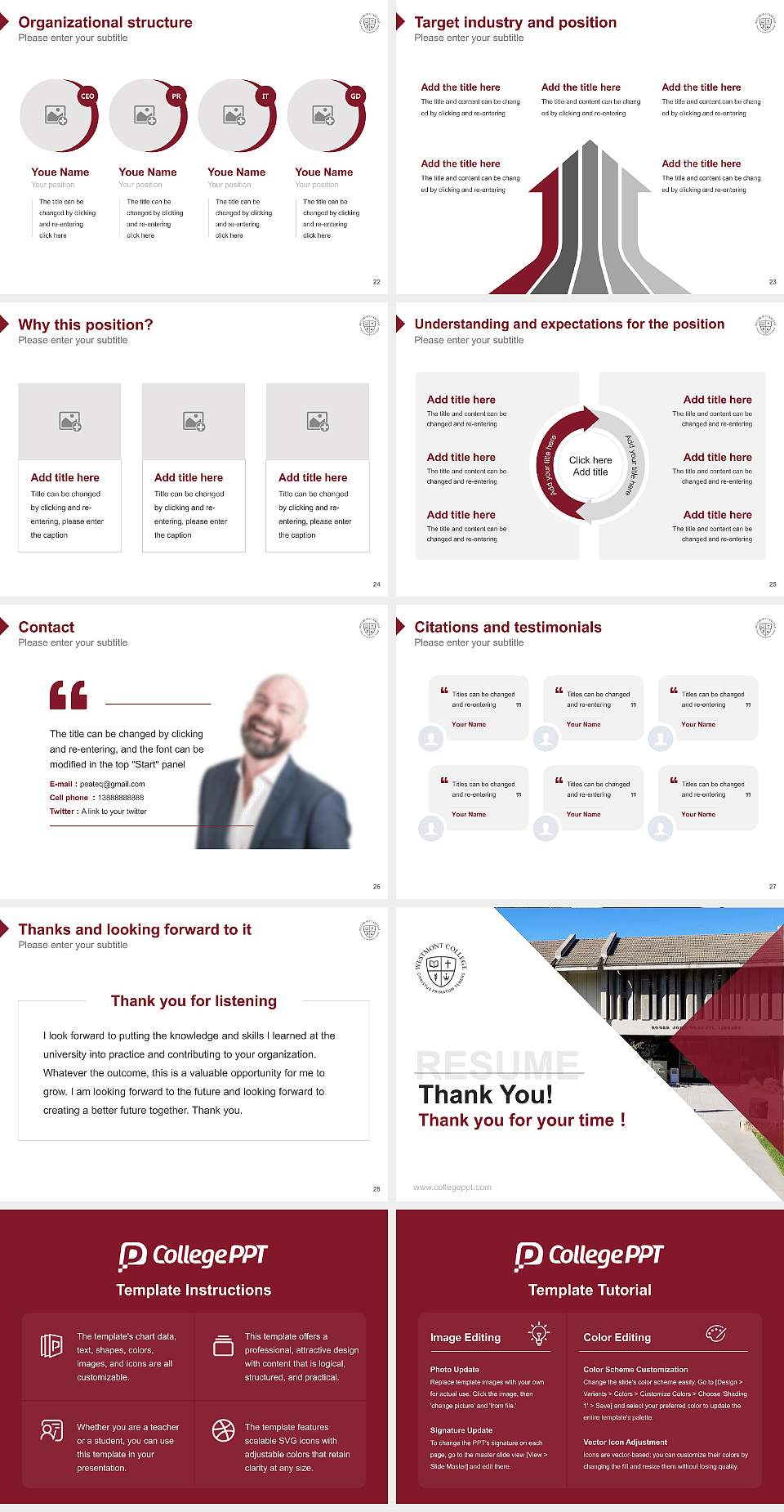 Westmont College Resume PPT Template4:3 ratio PPT effect preview image4