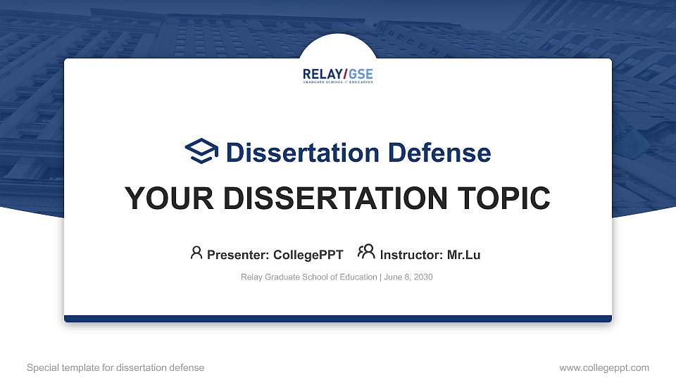Relay Graduate School of Education Graduation Thesis Defense PPT Template16:9 ratio PPT effect preview image