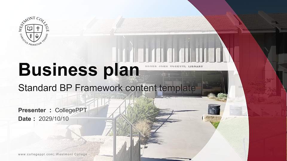 Westmont College Competition/Entrepreneurship Contest PPT Template16:9 ratio PPT effect preview image