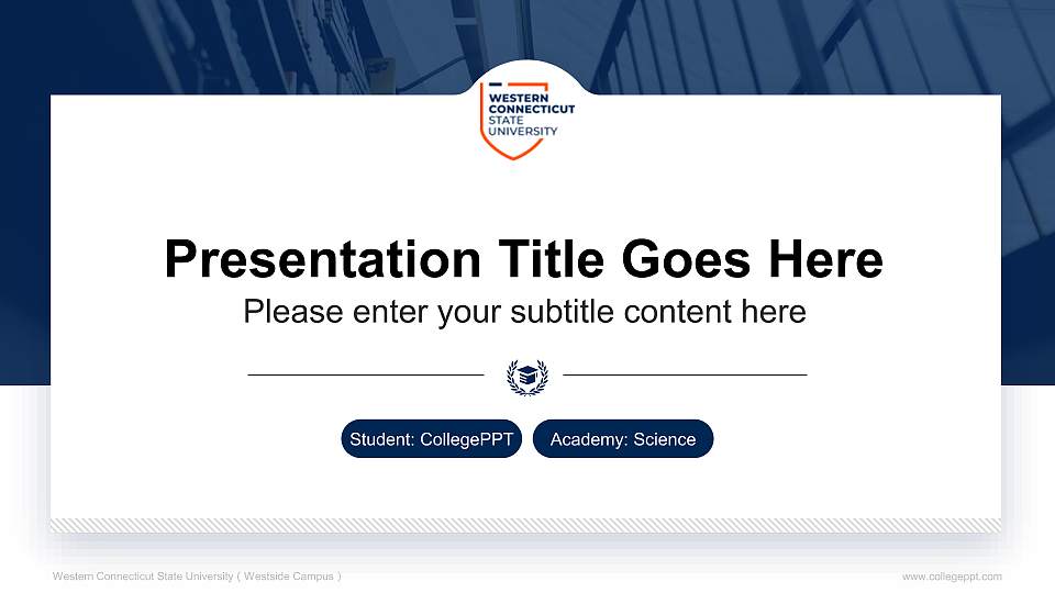 Western Connecticut State University（Westside Campus） National Scholarship Defense PPT Template16:9 ratio PPT effect preview image