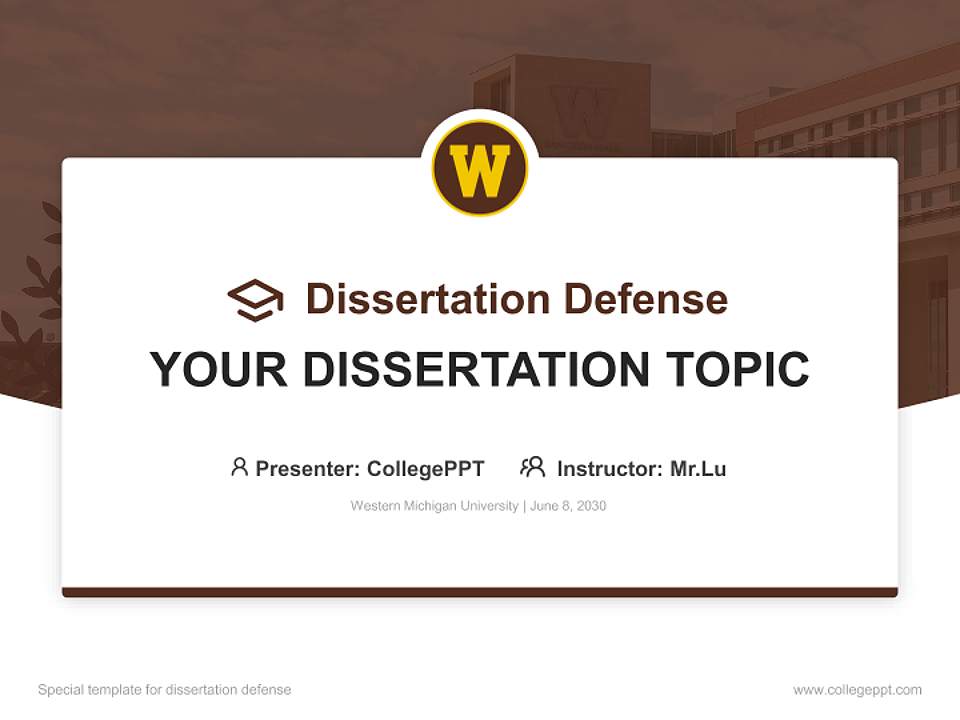 Western Michigan University Graduation Thesis Defense PPT Template4:3 ratio PPT effect preview image7