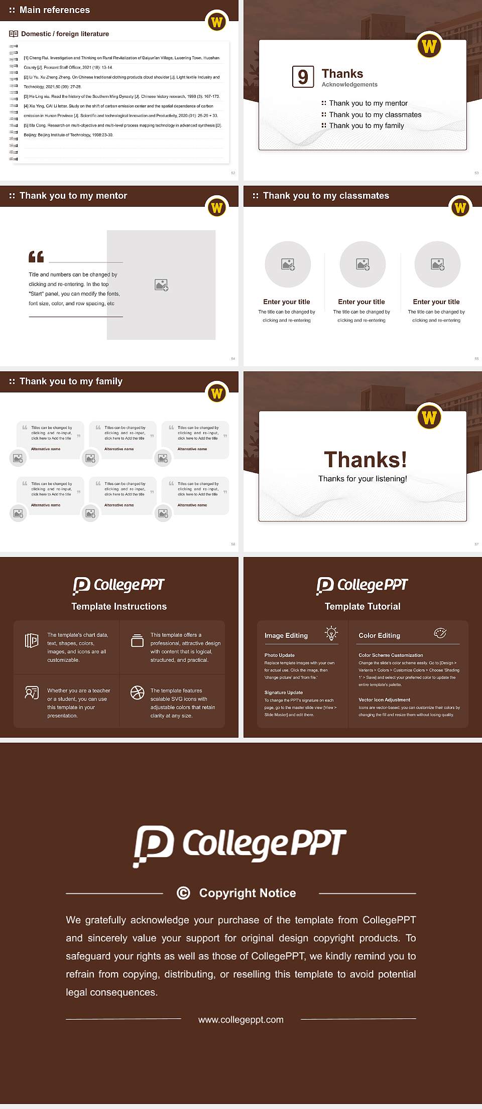 Western Michigan University Graduation Thesis Defense PPT Template4:3 ratio PPT effect preview image7