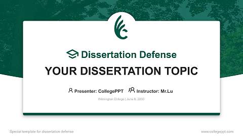 Wilmington College Graduation Thesis Defense PPT Template