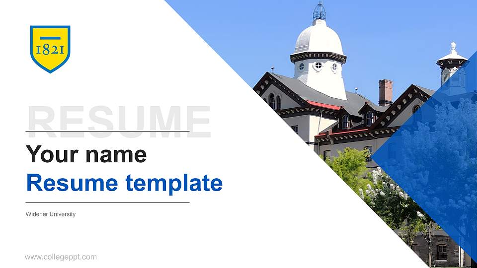 Widener University Resume PPT Template16:9 ratio PPT effect preview image