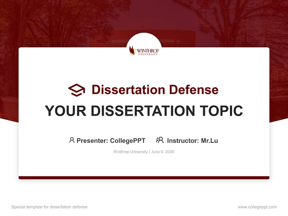 Winthrop University Graduation Thesis Defense PPT Template4:3 ratio PPT effect preview image7