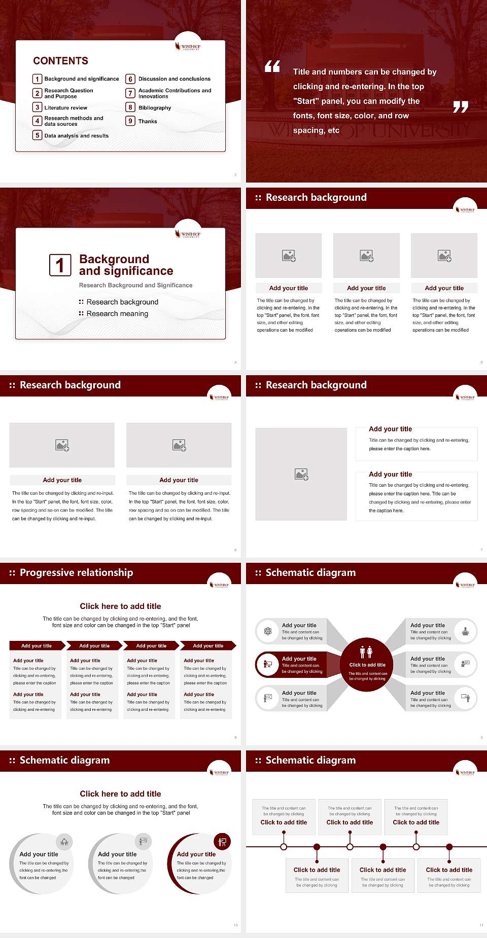 Winthrop University Graduation Thesis Defense PPT Template4:3 ratio PPT effect preview image2